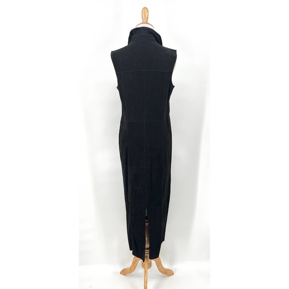 JAKETT NEW YORK Harper Dress Womens Small Black Washed Suede Sleeveless Duster - Picture 2 of 16